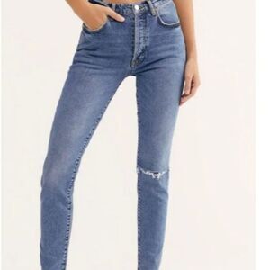 Free People We The Free Stella Skinny Jean Rip & Repair Raw Hem 29 Button Fly